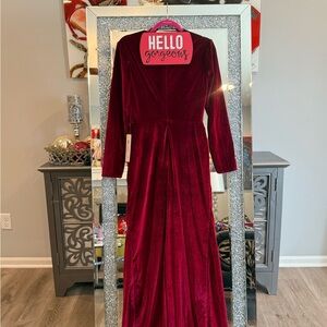 New W/O Tags- Elegant Red Velvet Gown